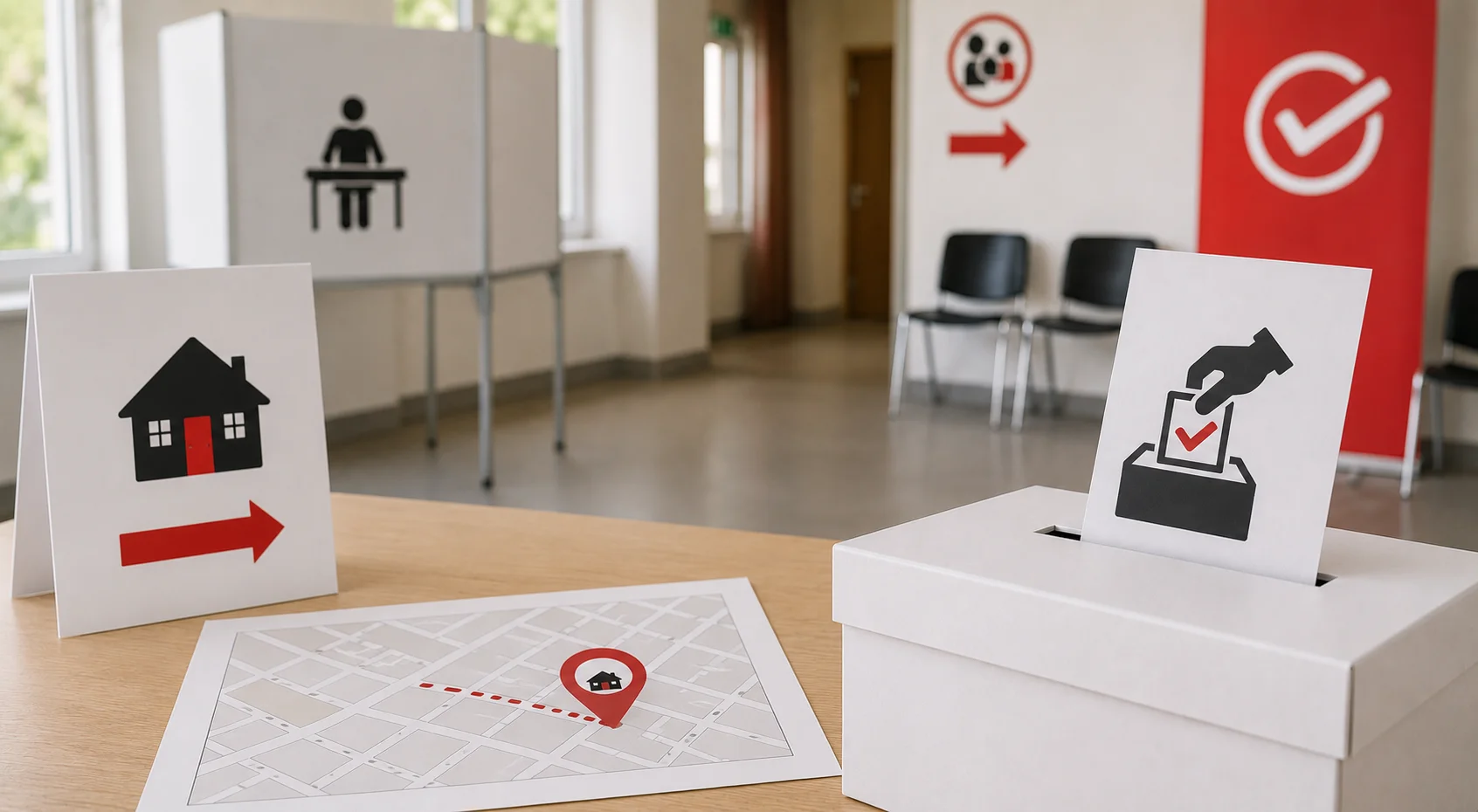 Wegweiser zum Wahllokal und Stimmabgabe bei der Kommunalwahl Flotwedel 2026