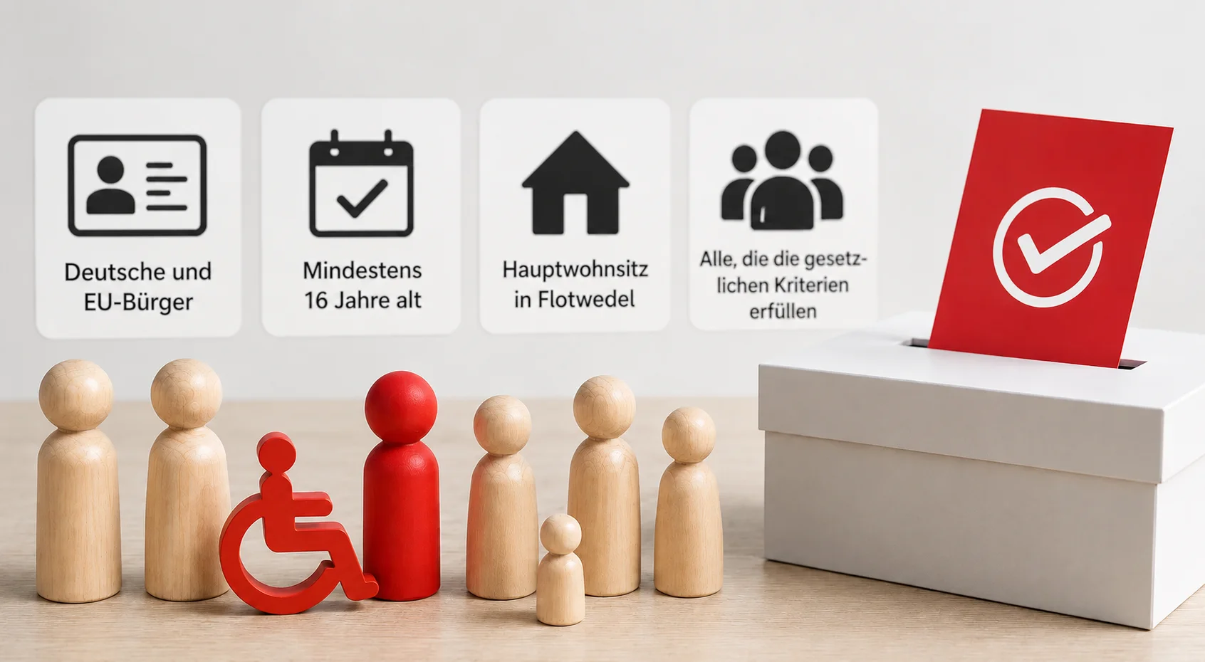 Bürgerinnen und Bürger verschiedener Altersgruppen informieren sich über die Teilnahme an der Kommunalwahl Flotwedel 2026