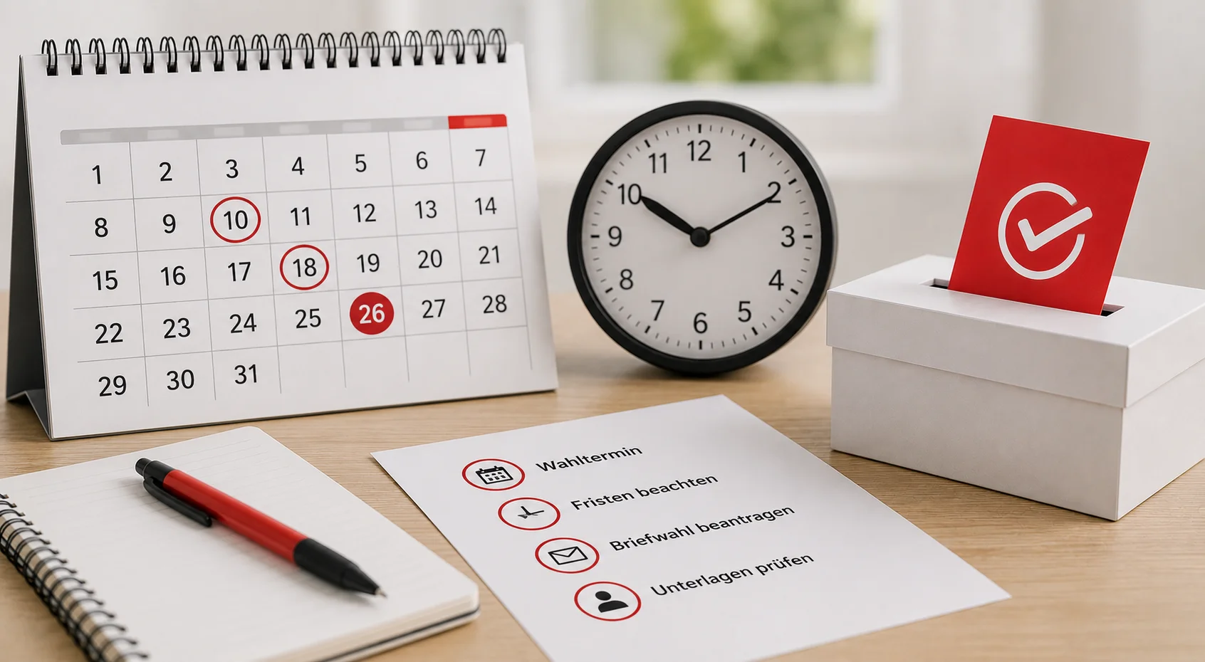 Kalender mit wichtigen Terminen und Fristen rund um die Kommunalwahl Flotwedel 2026